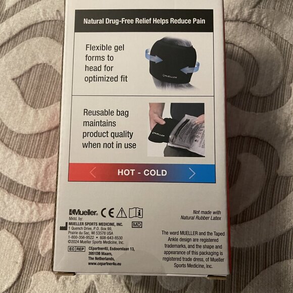 Mueller EZ Relief Migraine Cap, Unisex, Cold/Hot, One Size Fits Most, Black NEW - Picture 4 of 5
